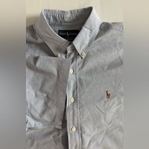 Polo Ralph Lauren Shirt Men's XL Blue Oxford S/S Classic Button Down Flesh Pony
